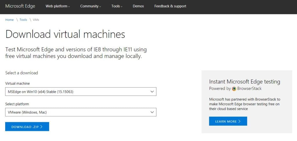 Maquinas virtuales Windows gratuitas