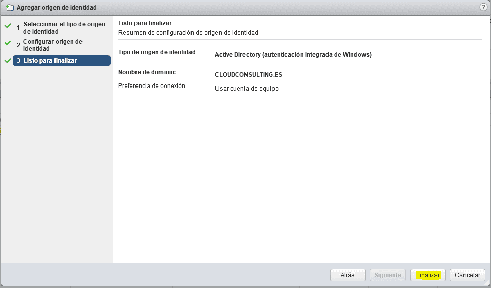 Integración directorio activo vCenter 5