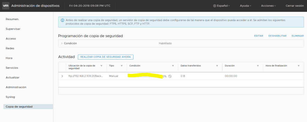 backup-configuracion-vmware-vcenter-7